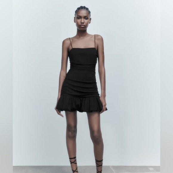 ZARA RUFFLED RUCHED DRESS - Picture 2 of 5